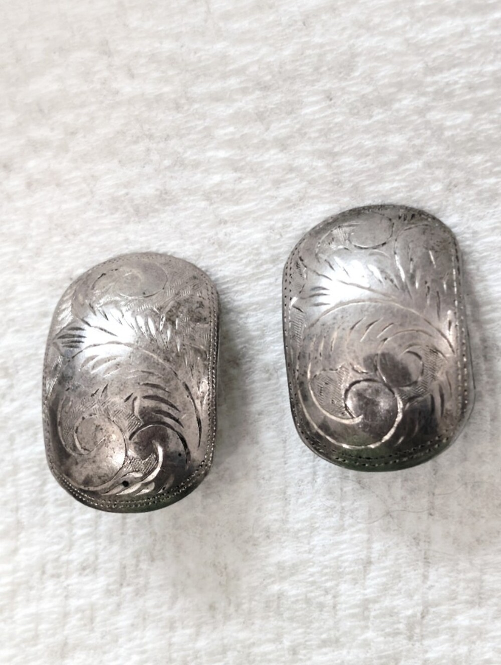 Vintage Oversized Sterling Silver Earrings with Etched Floral Detail